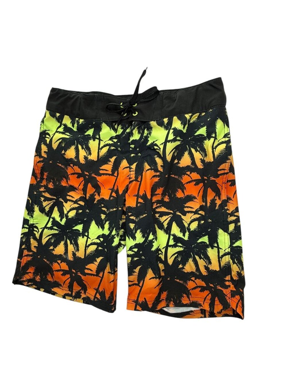 ART CLASS Board Shorts Swim Trunks Black Palm Trees Tropical Hawaiian Teen Sz 14